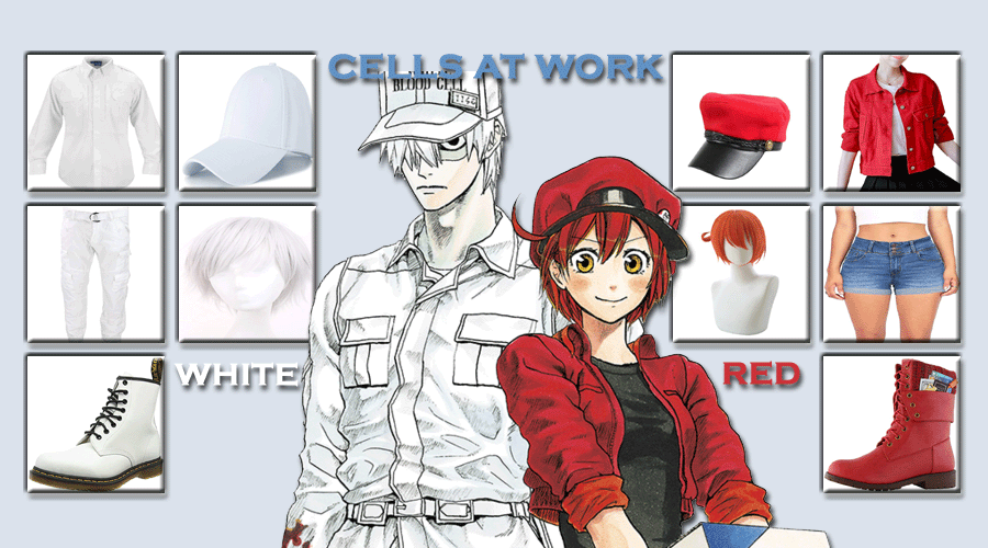 Anime Cells at Work! Erythrocite Red Blood Cell Cosplay Boots &